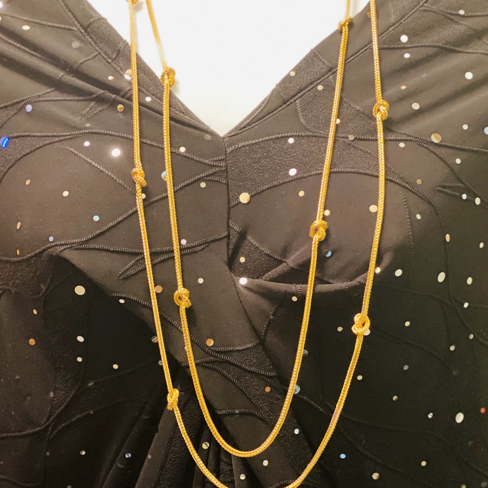 Avon Gold Double Strand Necklace with Knotted Details - Picture 9 of 9